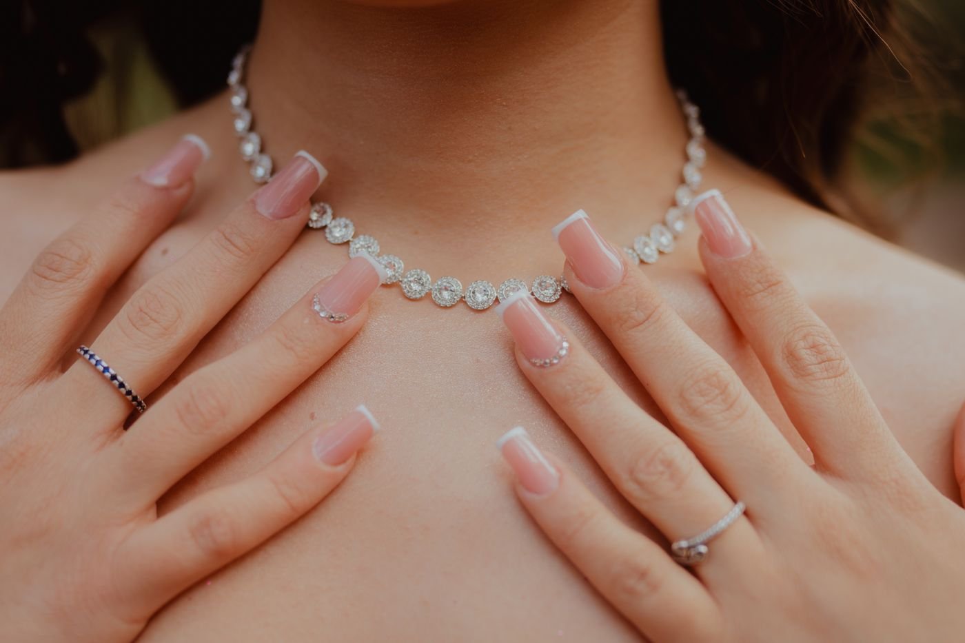Bride wearing a diamond set